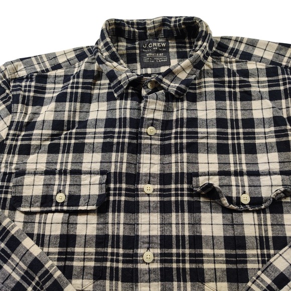 J.Crew Other - J.Crew Mens Plaid Workshirt Long Sleeve Button Up L double chest pockets